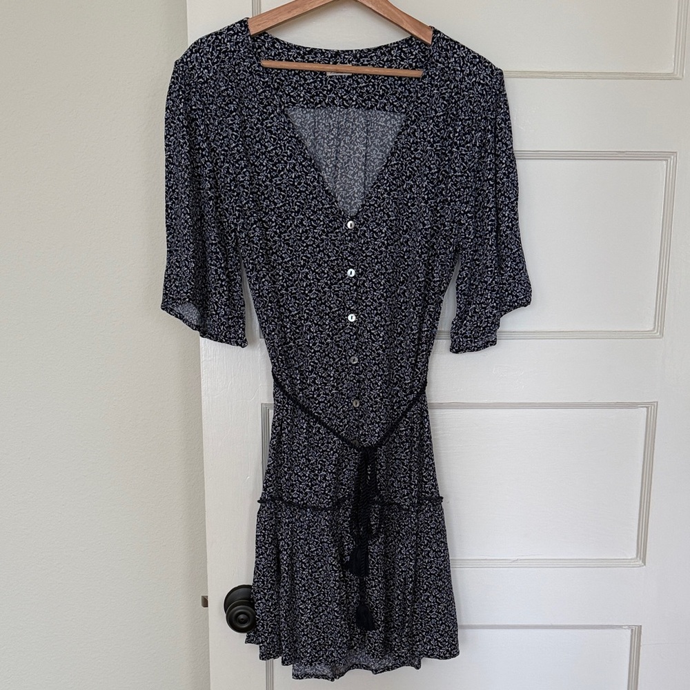 Faherty Navy Floral Mini Dress